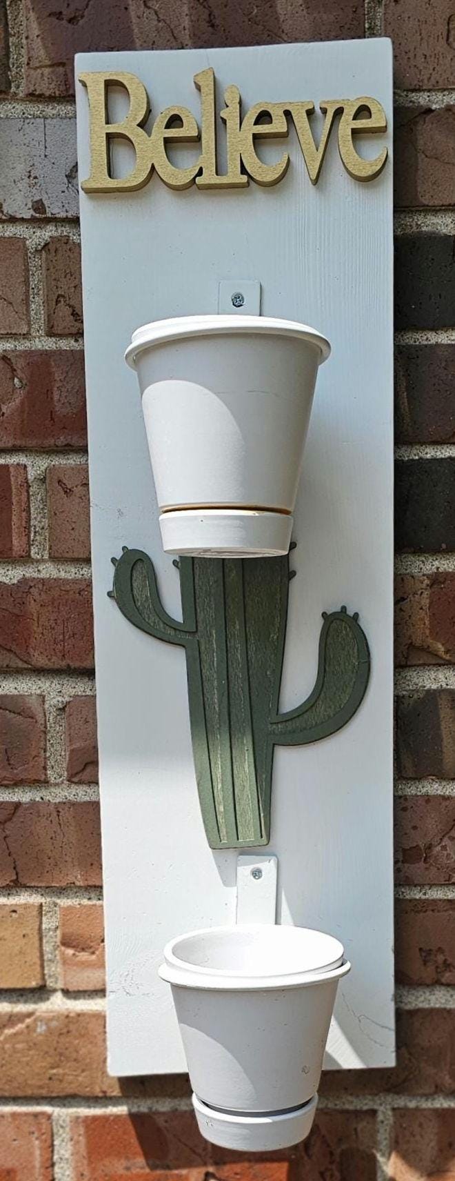 Believe Cactus double 4 inch plant holder