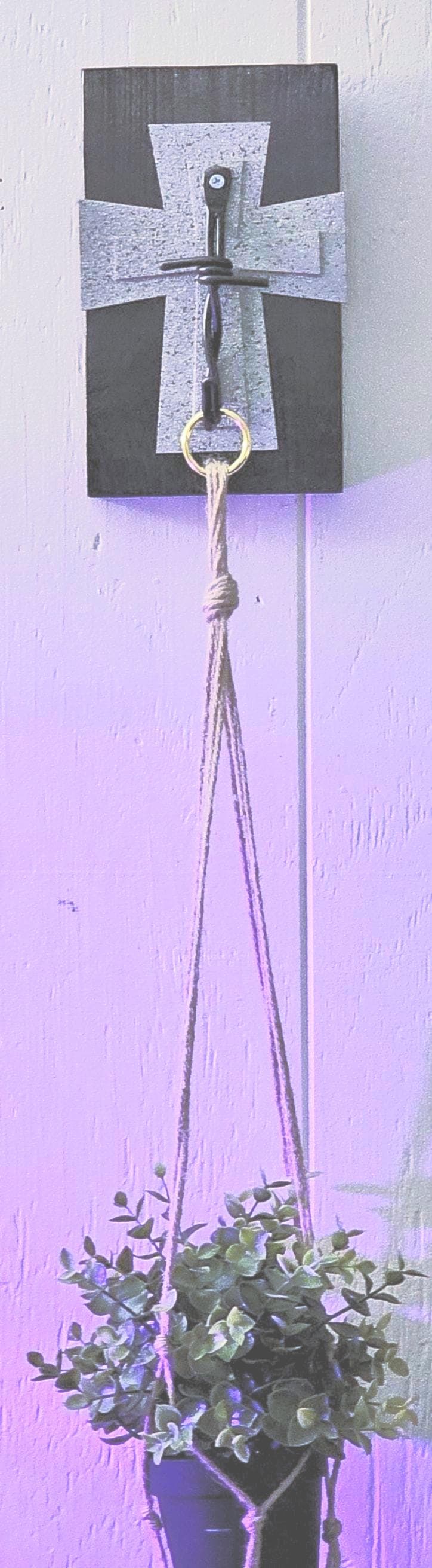 Brown and grey cross plant hanger