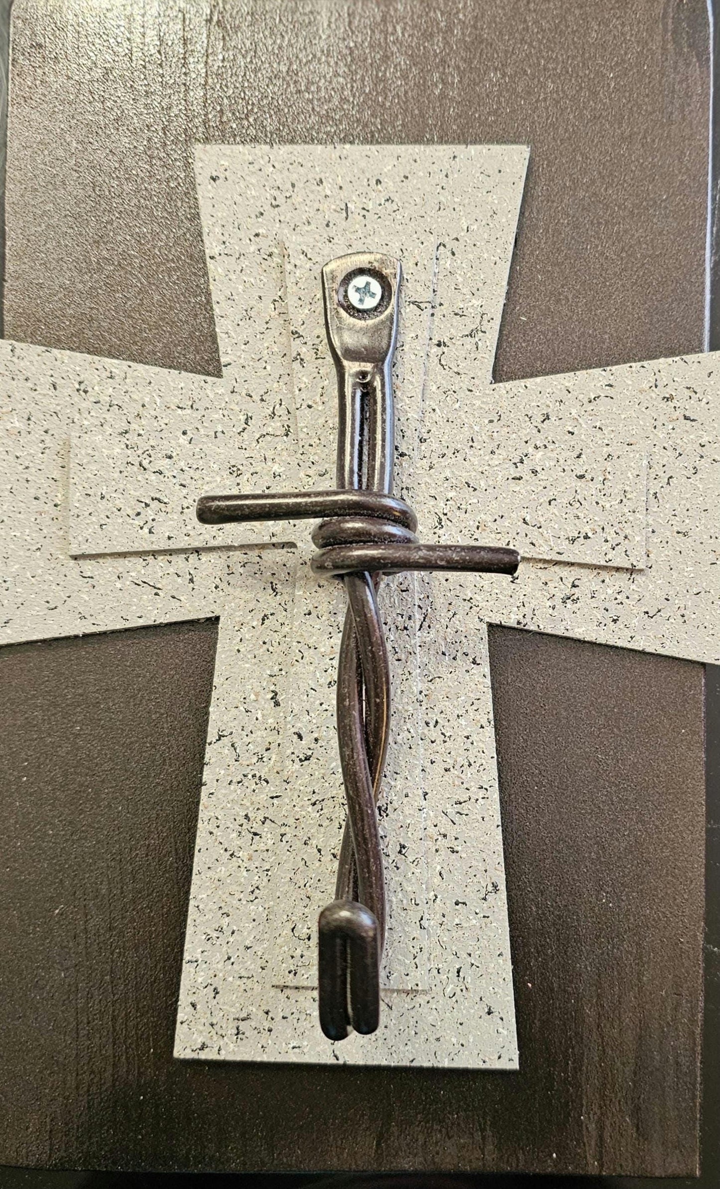 Brown and grey cross plant hanger