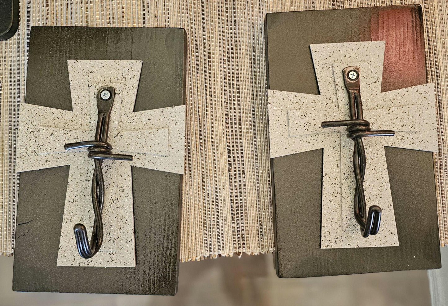 Brown and grey cross plant hanger