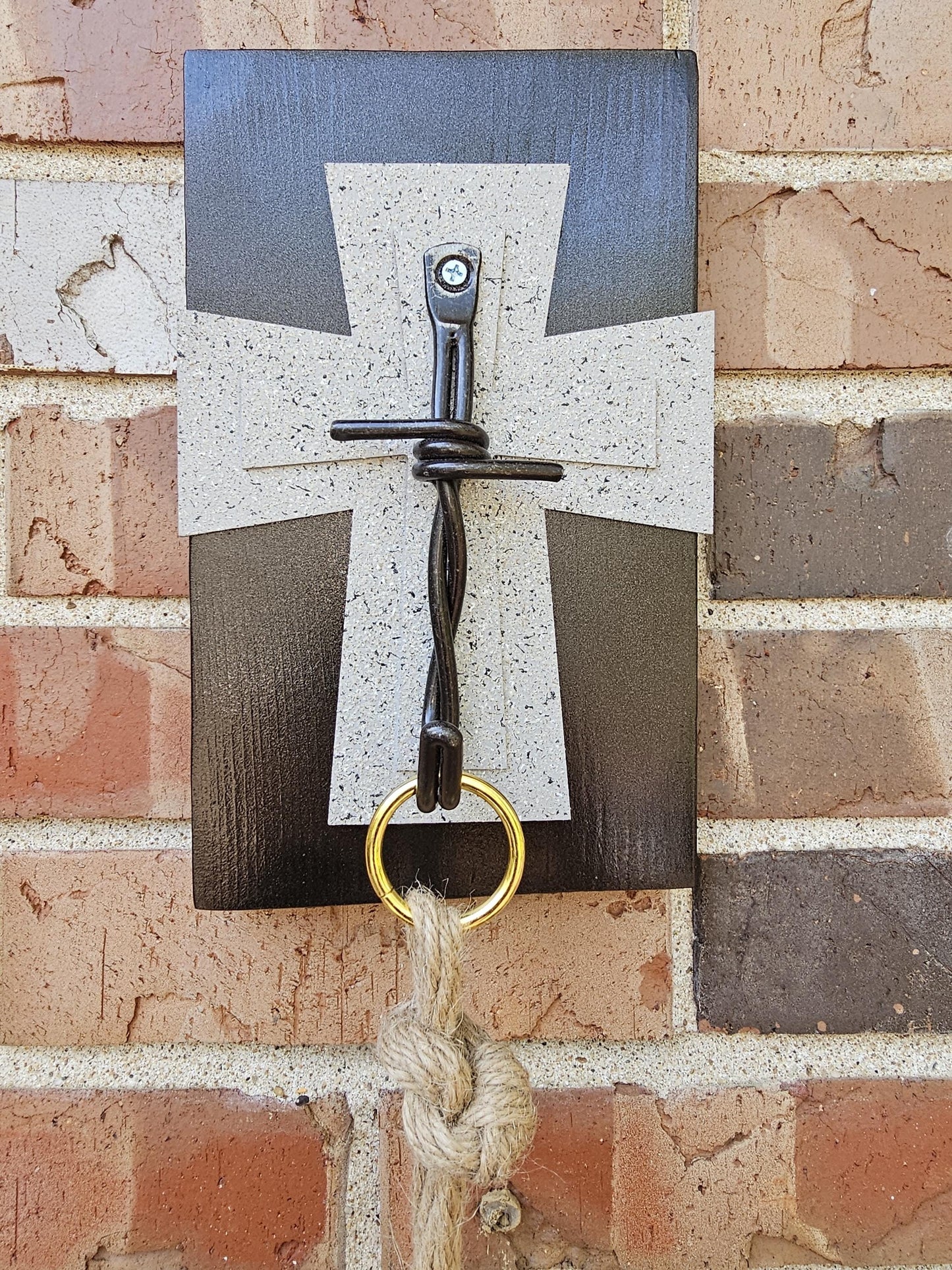 Brown and grey cross plant hanger