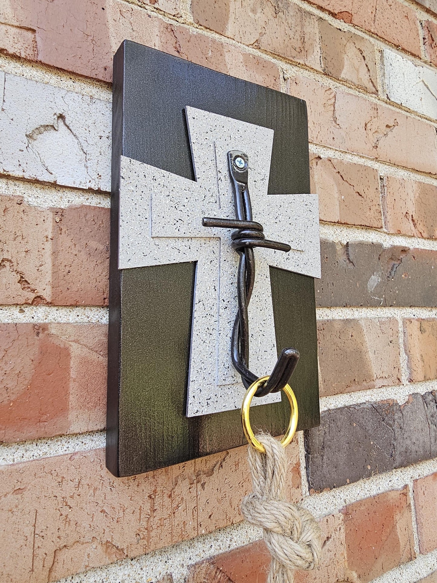 Brown and grey cross plant hanger