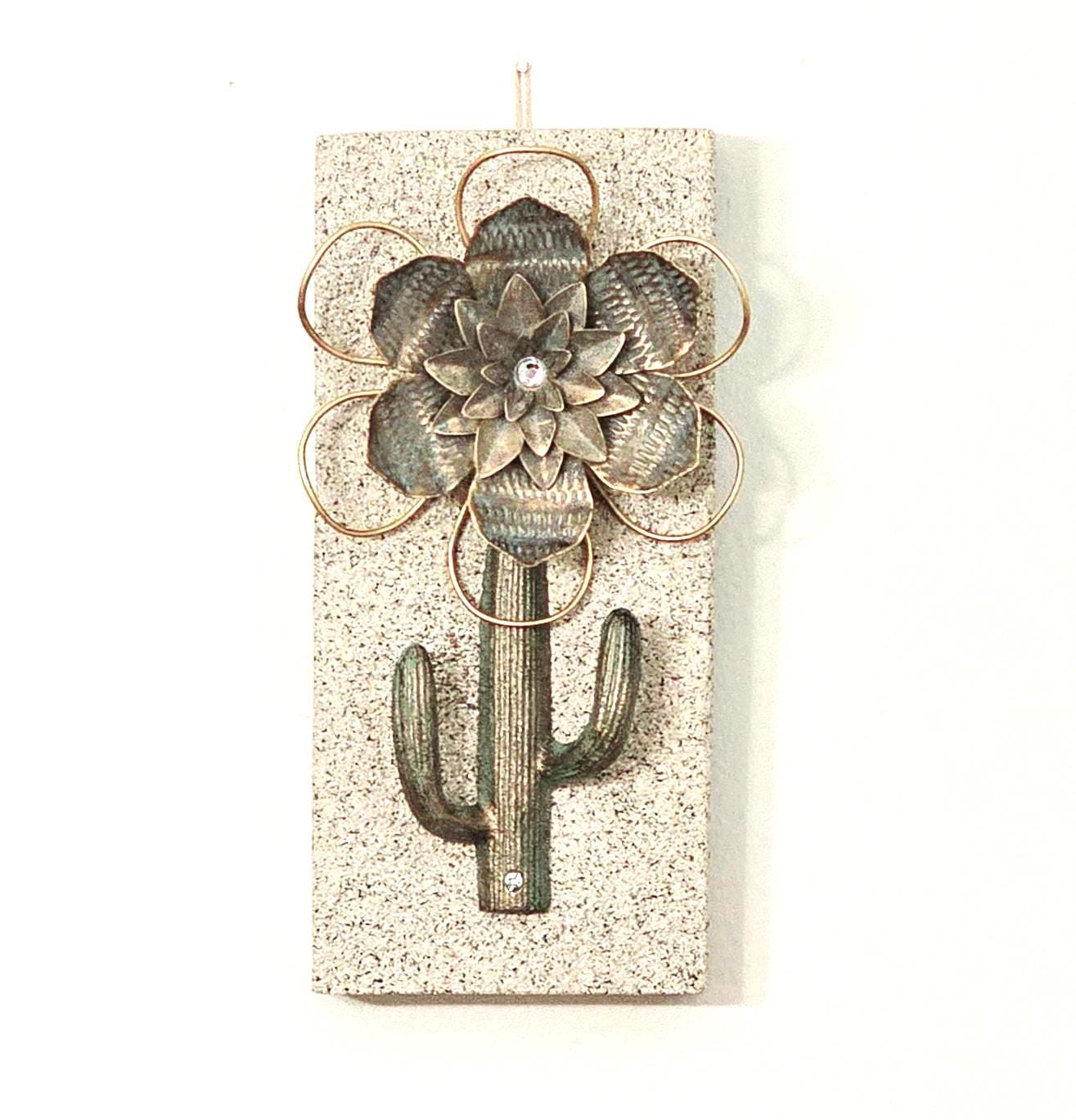 Stone covered Metal Cactus Plant hanger