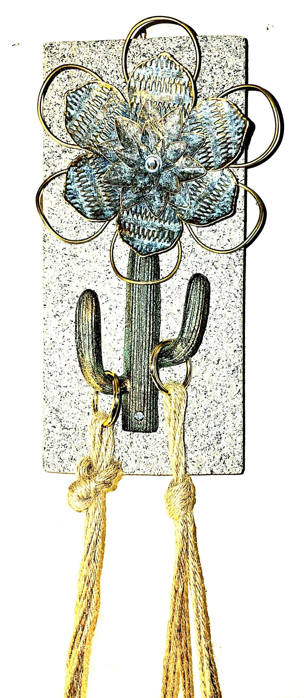 Stone covered  Metal Cactus Plant hanger